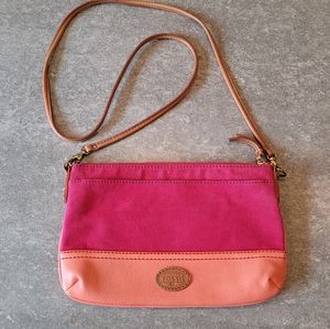 Fossil Crossbody Cloth & Leather Envelope Purse